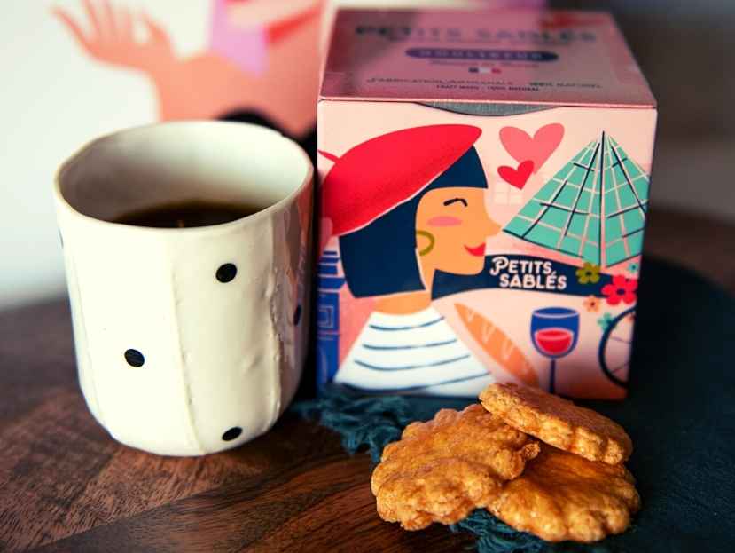 Travel to France with coffee and butter cookies from France