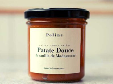 A jar of Gourmet French food - Sweet potato and vanilla jam.