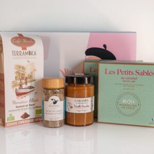 Le Café Parisien Classic Box – French press coffee, artisanal caramel spread, butter biscuits, and cane sugar